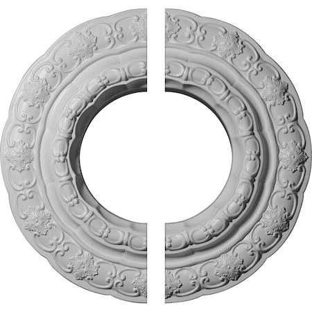 Ekena Millwork Lisbon Ceiling Medallion, Two Piece (Fits Canopies up to 7"), 15 3/8"OD x 7"ID x 1"P CM15LI2